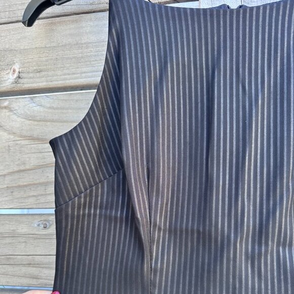 Vintage 90s Black Pinstriped Dress Business – 7/8 - Picture 3 of 5